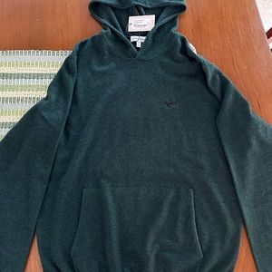 Green, cashmere hoodie sweater